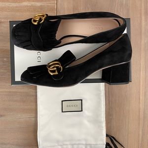 GUCCI Marmont mid heel suede pumps sz 40